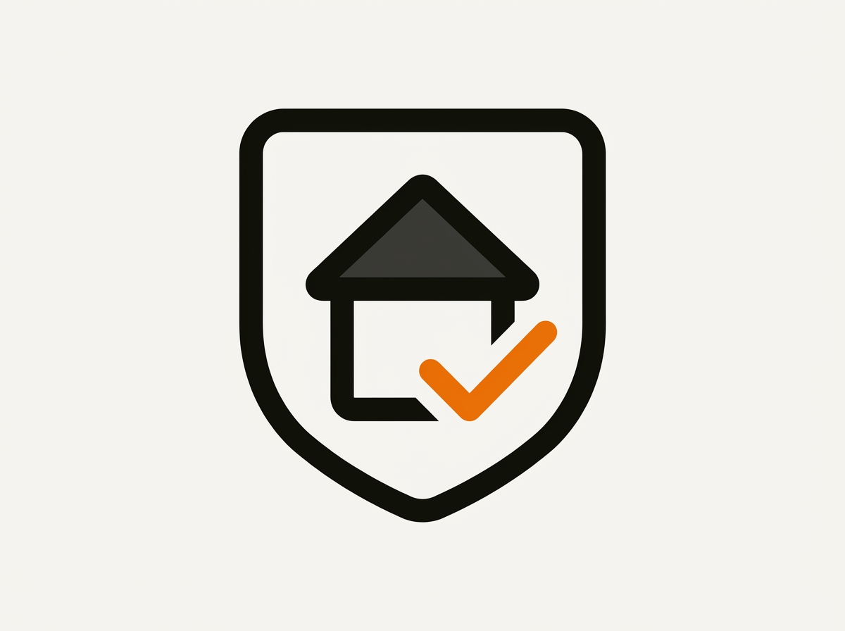 Pictogram: schild met huis en vinkje