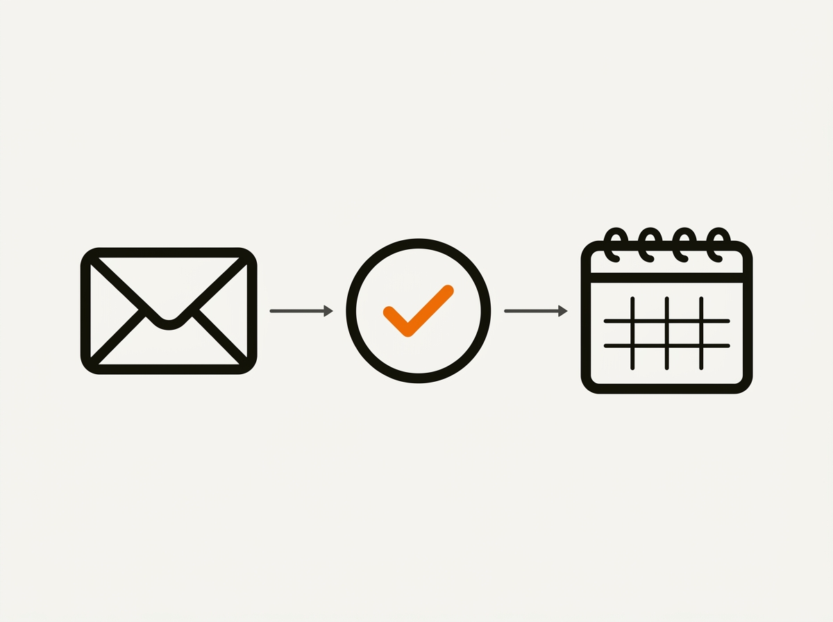 Pictogram: bericht, vinkje en agenda